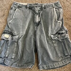 Y2K Style American Eagle Mens Gray Distressed Cargo Shorts Size‎ 31 Rugged 0571